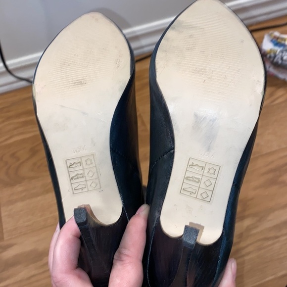 Messeca Black Leather Knee High Tiered Adjustable Heeled Boots 90's  (Size 6.5M) - Picture 10 of 14